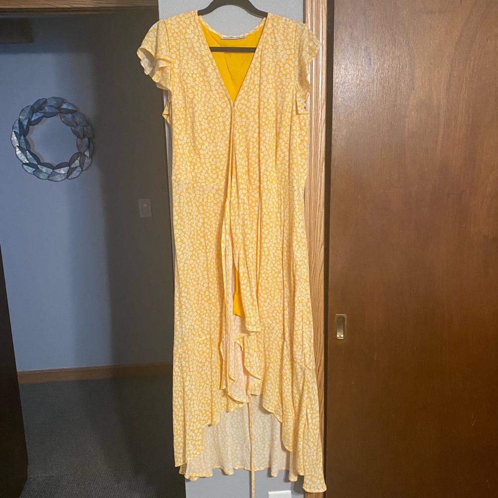 A&F yellow floral wrap dress